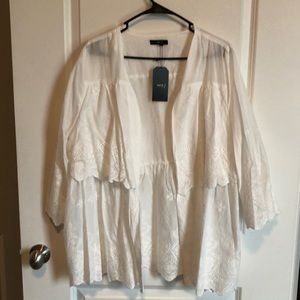 very J 3/4 Sleeve Eyelet Cardigan